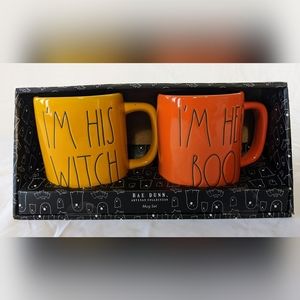Rae Dunn I’m His Witch & I’m Her Boo Halloween Coffee Mug Set of 2 NEW